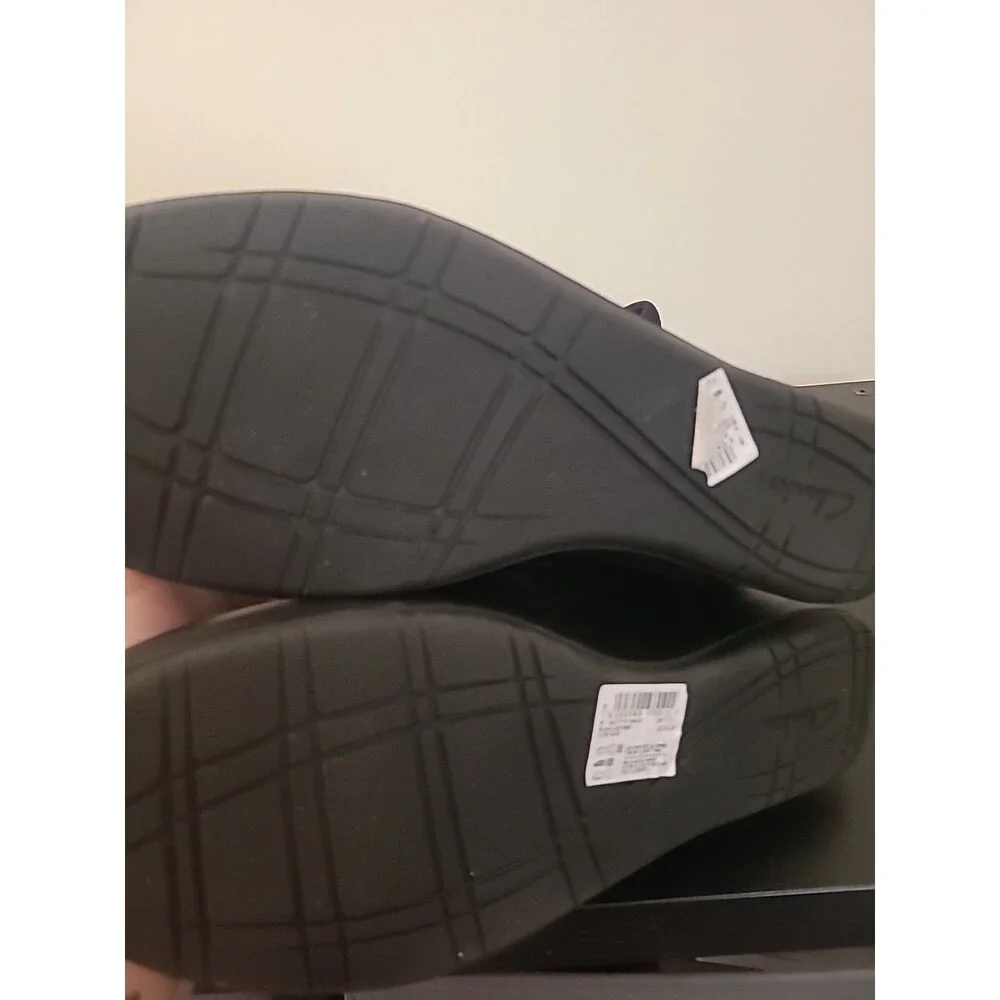 Clarks Women's Suttyn Walk Leather Wedges Black Leather Sz 9.5 New Nwob - Picture 6 of 7